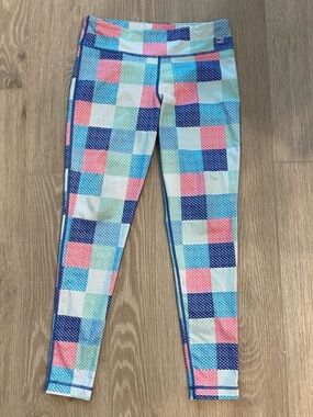 Vineyard Vines Girls' Pastel Check Leggings in Pink, Blue & Green